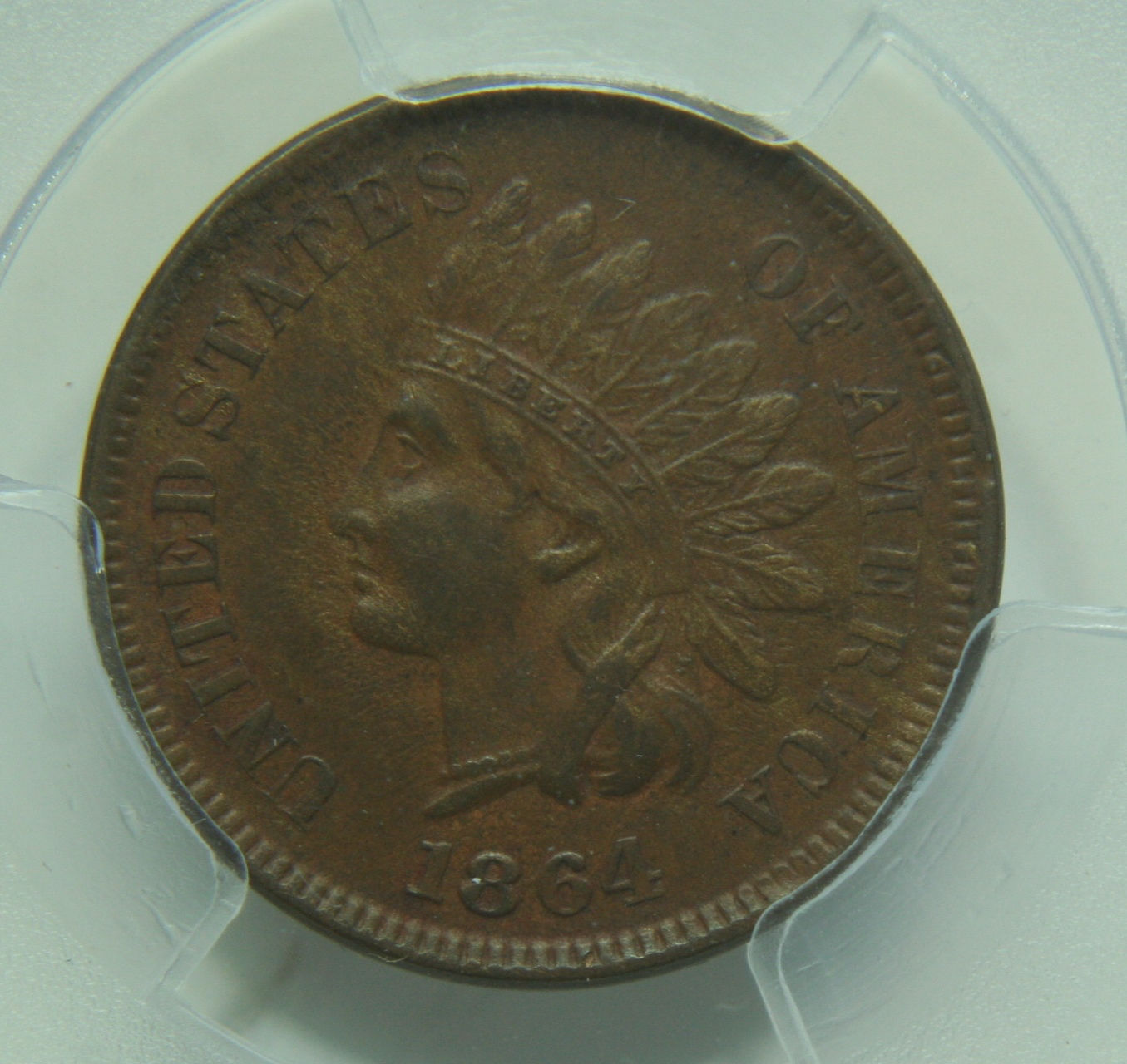 1864 L on Ribbon Indian Head One Cent PCGS AU53