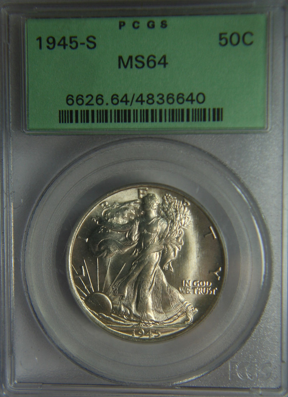 Thumbnail: 1945-S Liberty Walking Half Dollar PCGS MS64