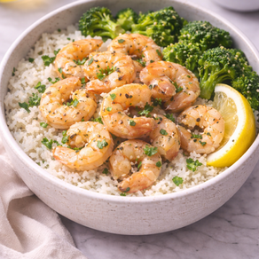 Lemon Pepper Shrimp + Rice