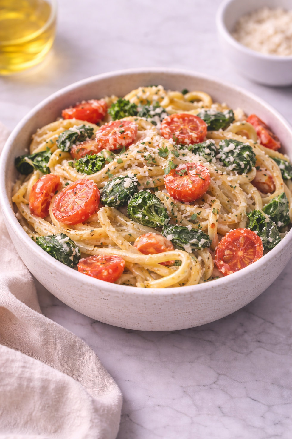 Creamy Spinach Tomato Pasta
