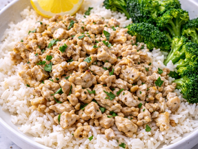 Garlic Lemon Ground Chicken + Rice