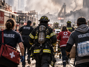 emergency workers head to a disaster site