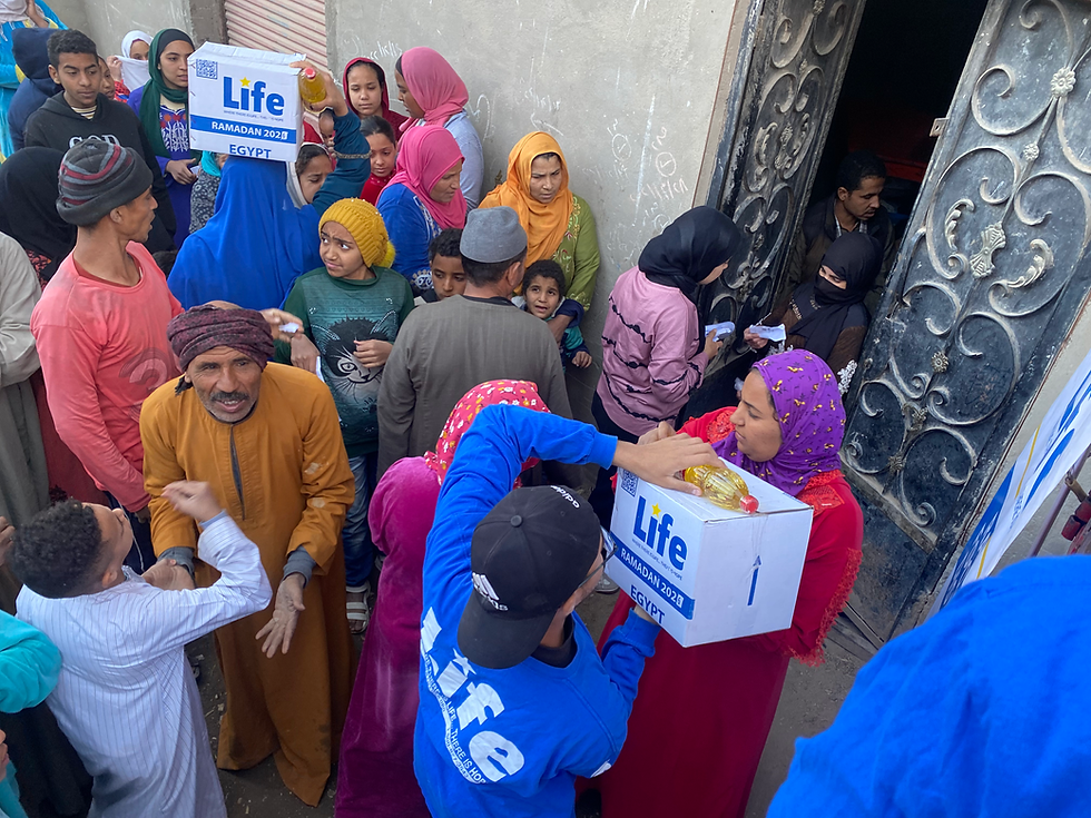 Photo of the Life for Relief and Development (LIFE) food basket distribution in Egypt during Ramadan 2026.