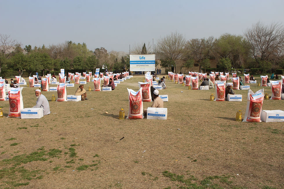 Photo of Life for Relief and Development (LIFE) food basket distribution in Afghanistan during Ramadan 2026.
