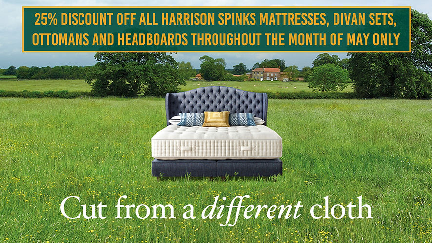 Harrison Spinks May promotion, Deisigner Bed Co Ltd Canterbury 25% off all harrisons spinks throughout May