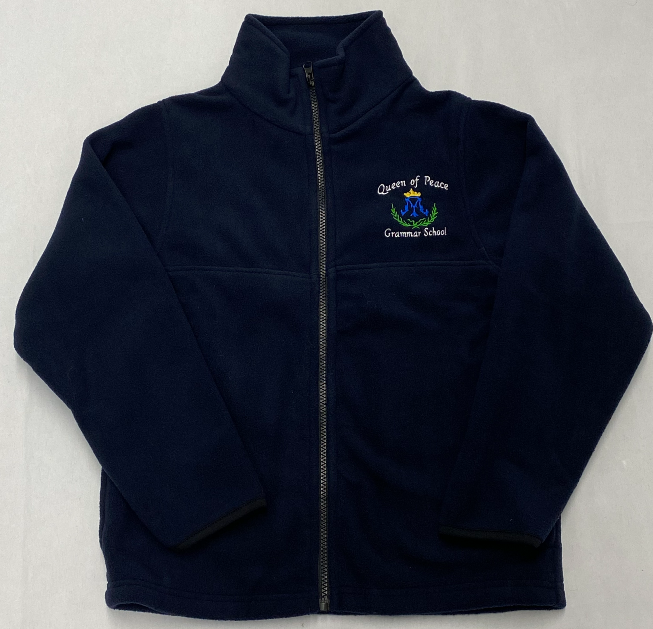 Queen of Peace - Navy Fleece Jacket with Embroidered Logo