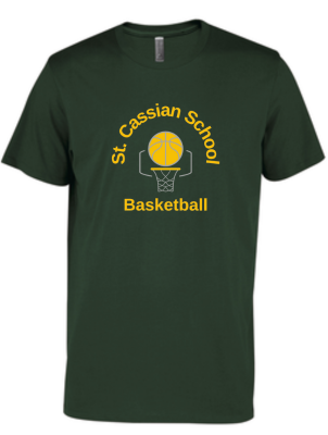 St. Cassian- Basketball T-shirt with Heat Pressed Logo