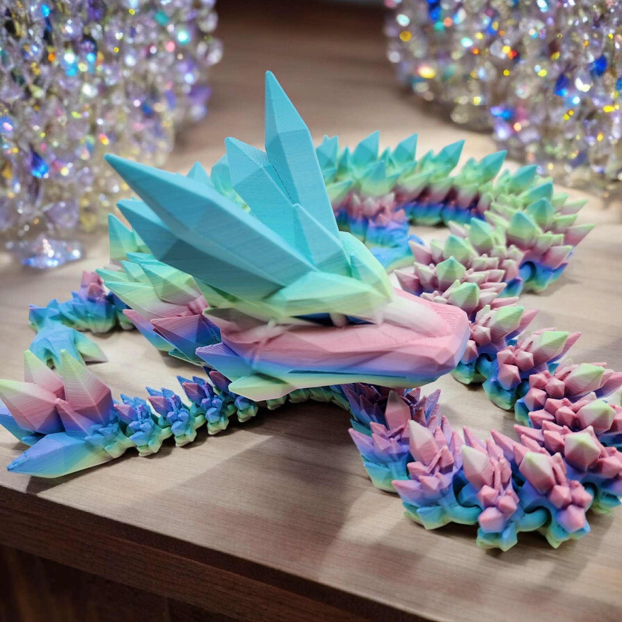 Pastel Rainbow Crystal Dragon 2 1/2 ft