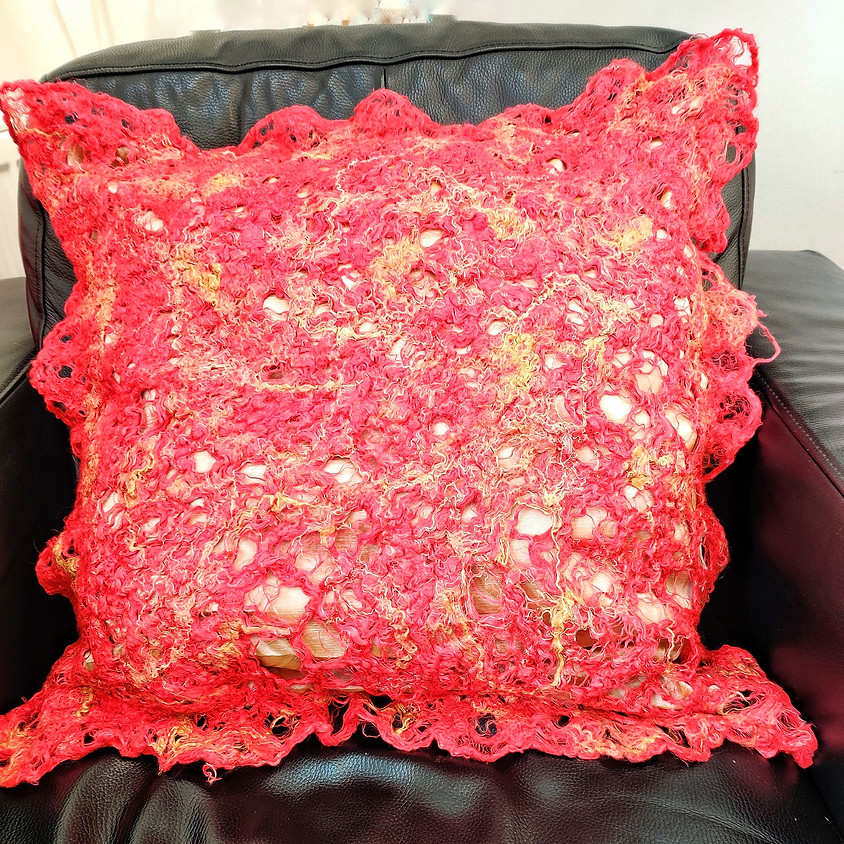 Felted Lace & Textured Cushion