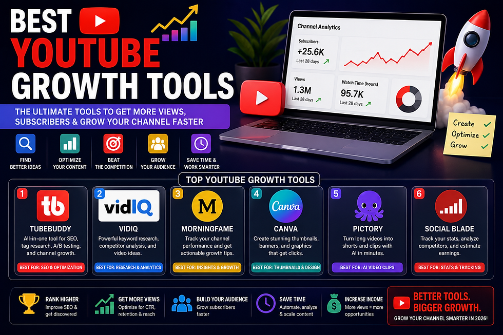 Best YouTube Growth Tools in 2026 (Free & Paid)