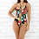Tropical print swimsuit swimwear 2 piece set cover up cardigan kimono tie up one piece beach beachwear