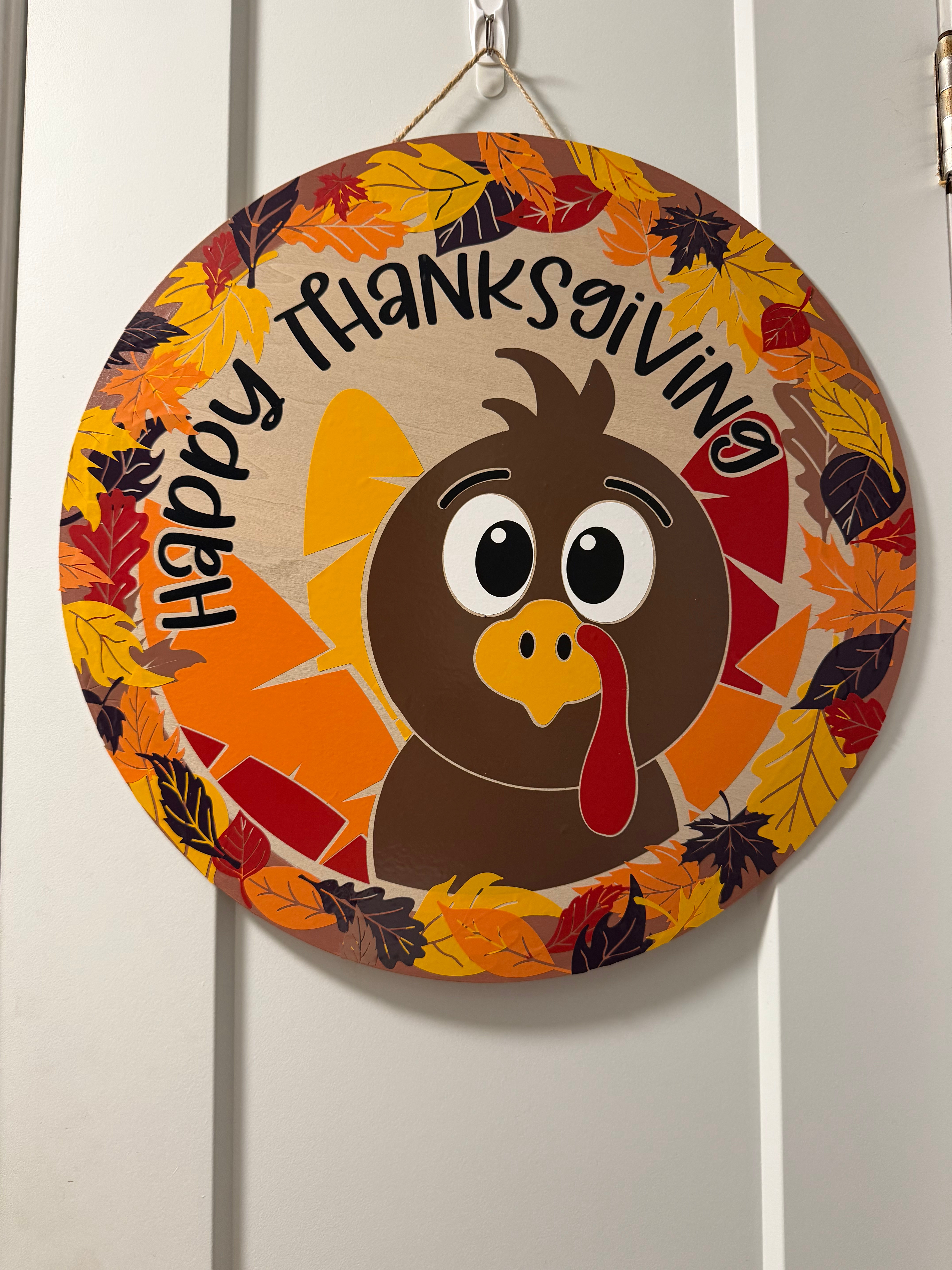 🦃 Happy Thanksgiving Turkey Wooden Door Hanger