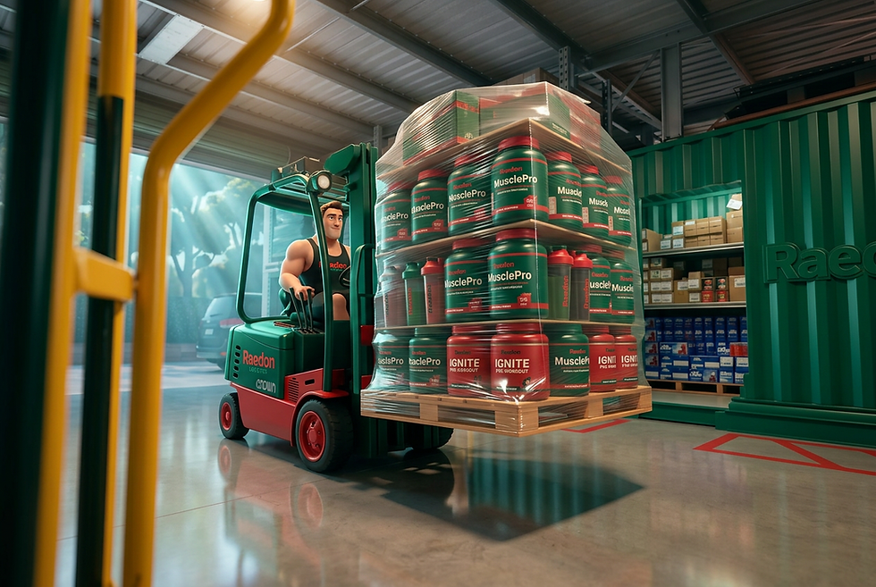Firefly_Transform this warehouse forklift photo into a stylised cinematic 3D illustration