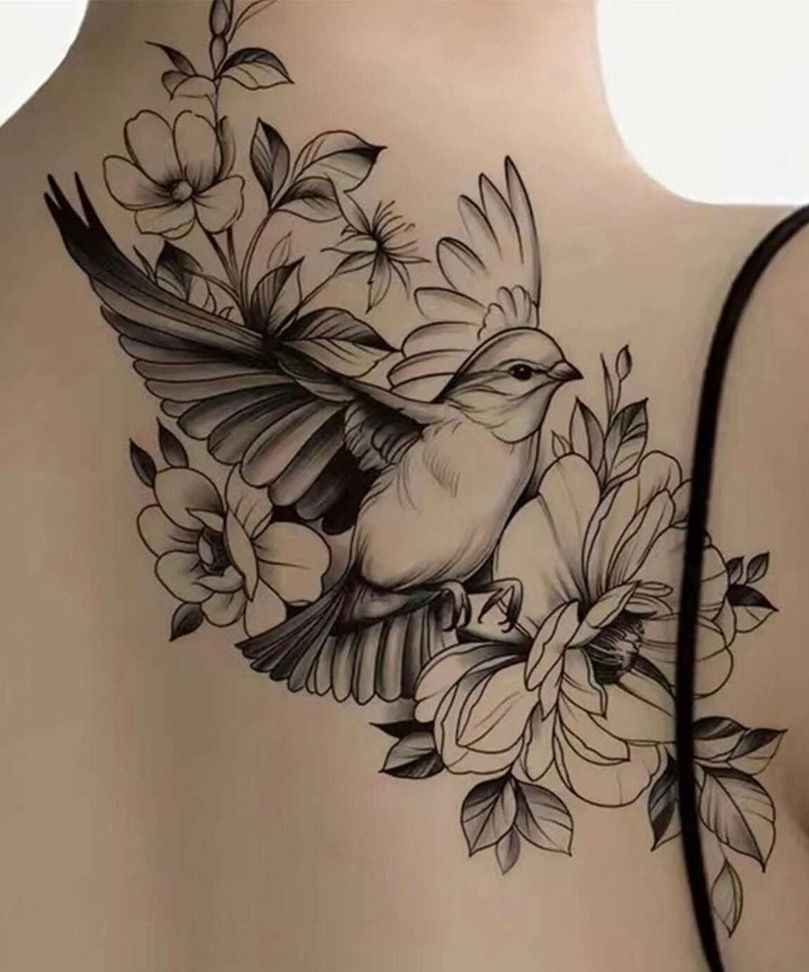1 SHEET FLOWER/BIRD TATTOO TRANSFER