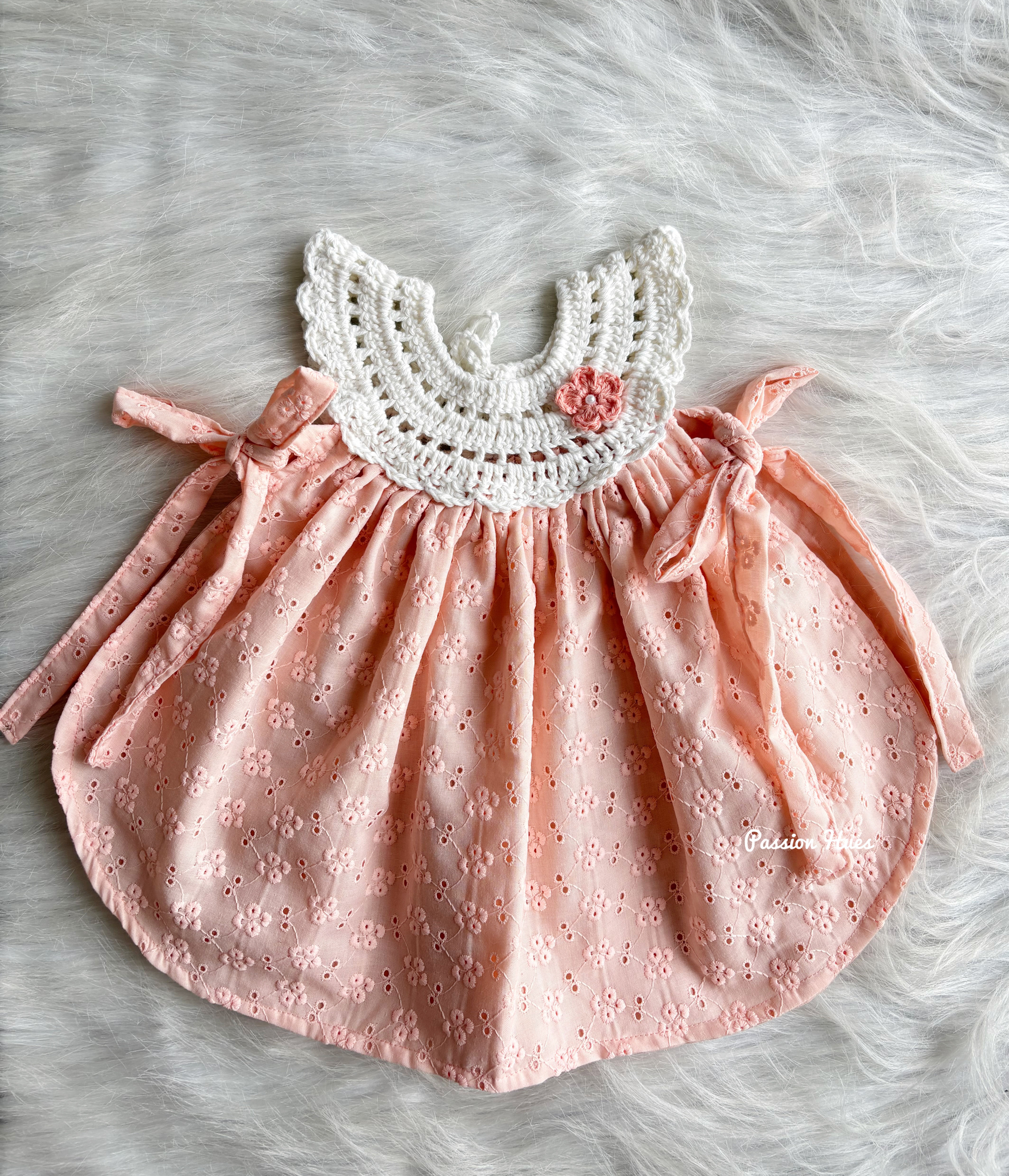 Peach Hakoba Baby Frill Frock