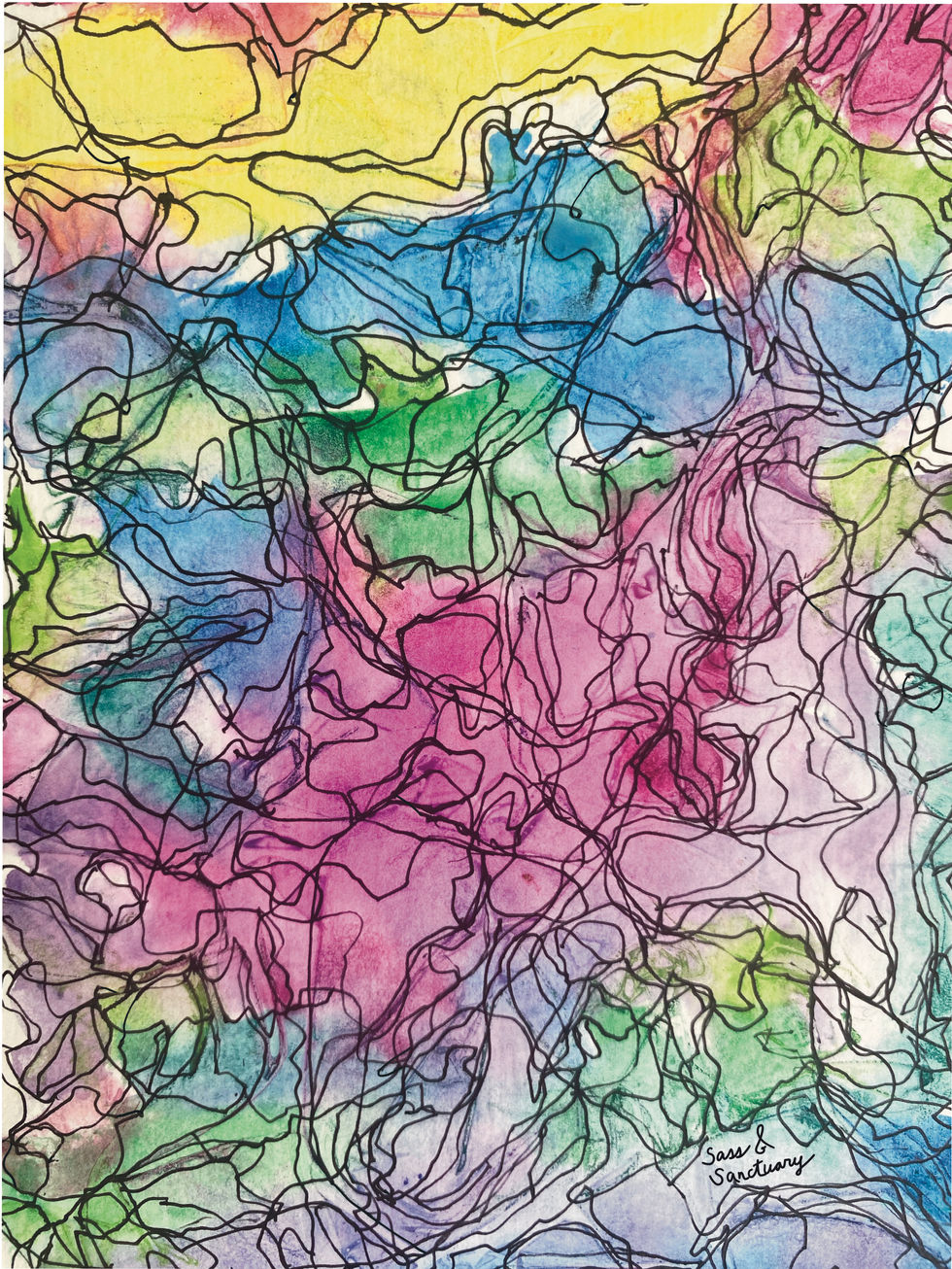Bright Tangle Watercolor Line Art 