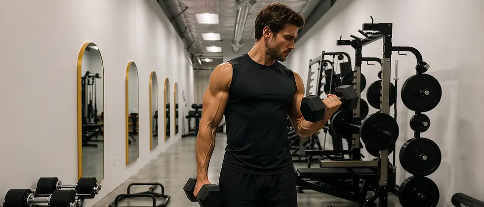 Lifting weights in Gym Pods in Manhattan, Kansas