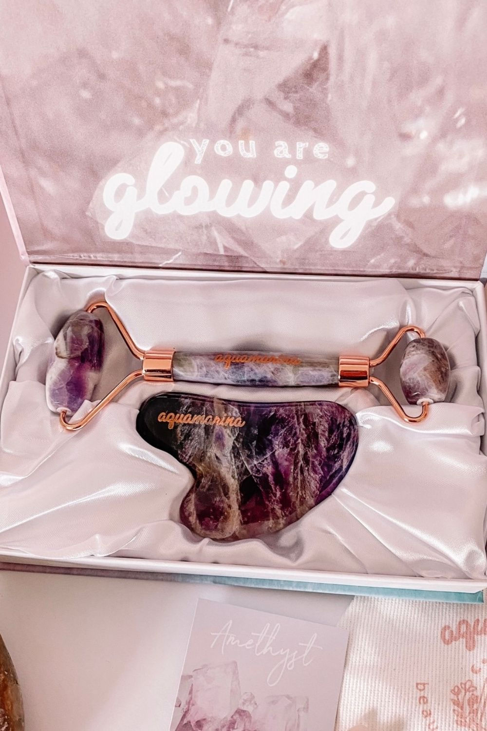 Amethyst roller & gua sha set