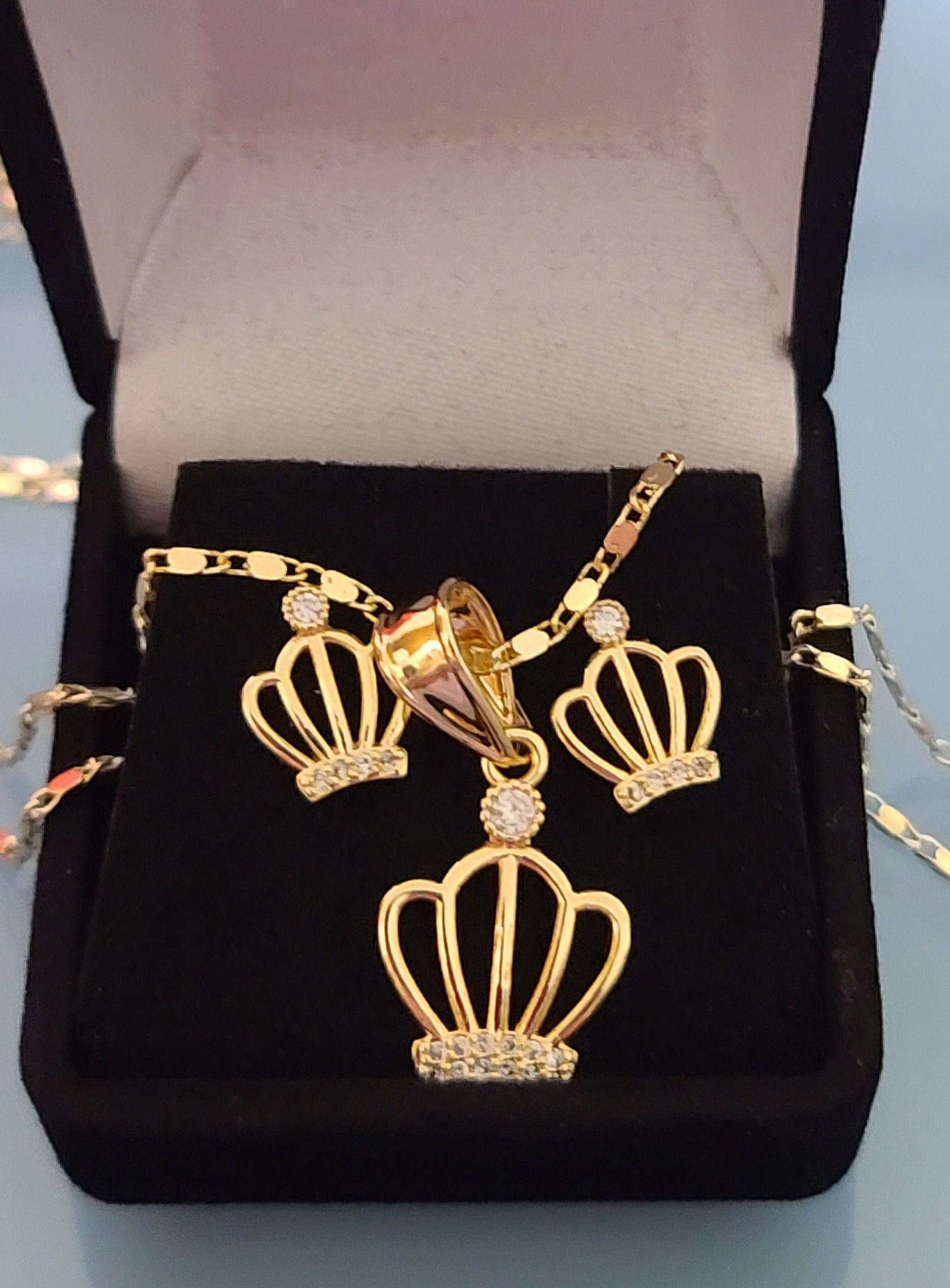 14K Gold Plated Set Earring, Necklace, Ring Adjustable