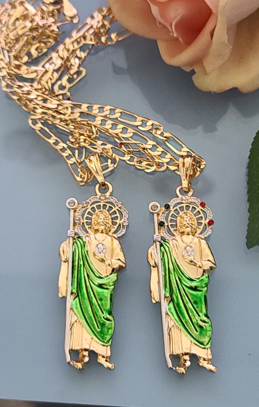 Miniatura: 14k Gold Plated St. Jude Necklace, Cadena de San Judas