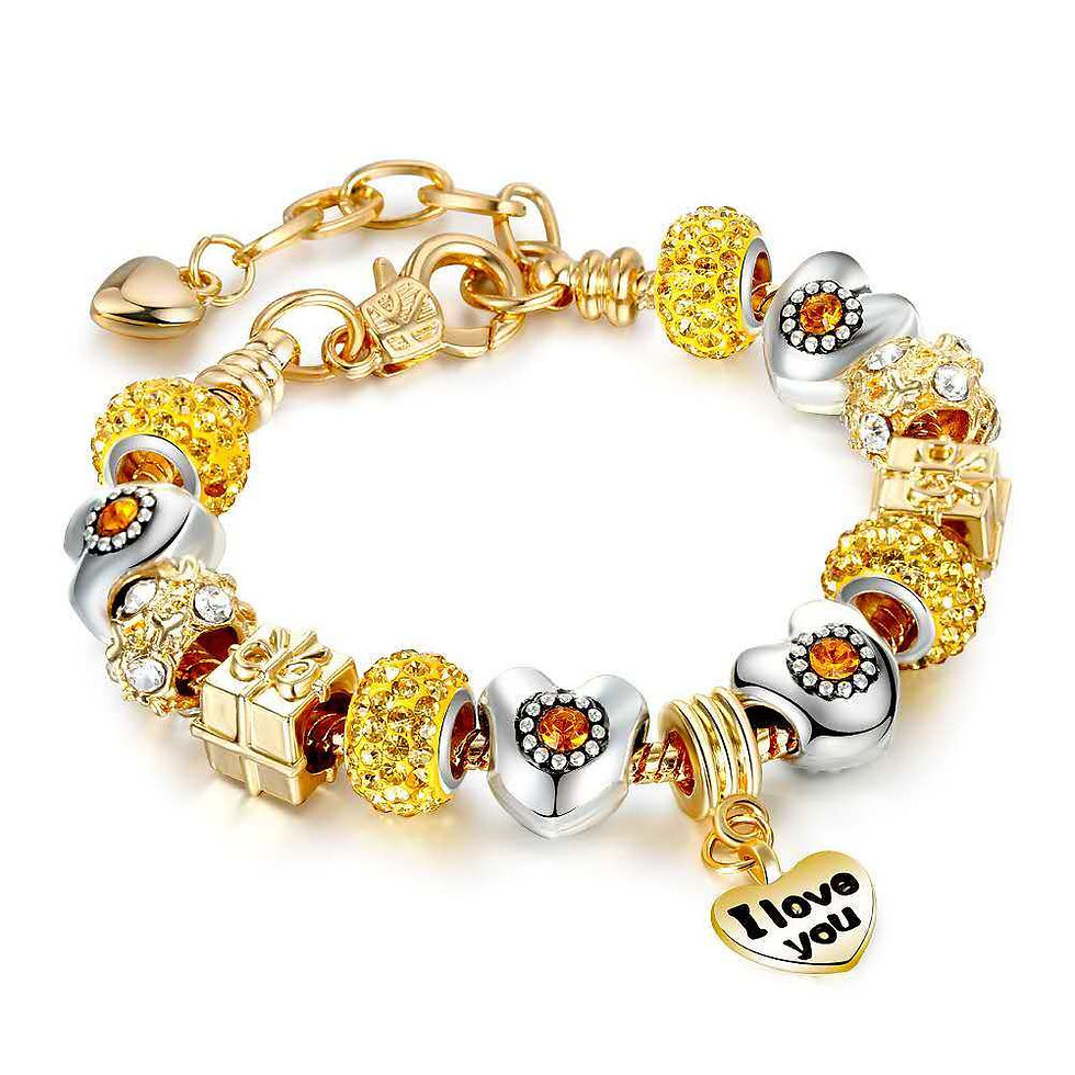 Miniatura: Crystal Heart Charm 18k Gold Plated Bracelet