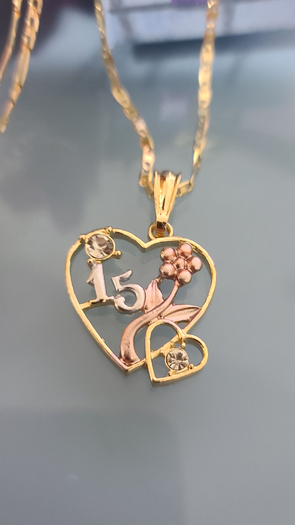 Miniatura: 14K Gold Plated Mis XV Necklace  - Oro Laminado-