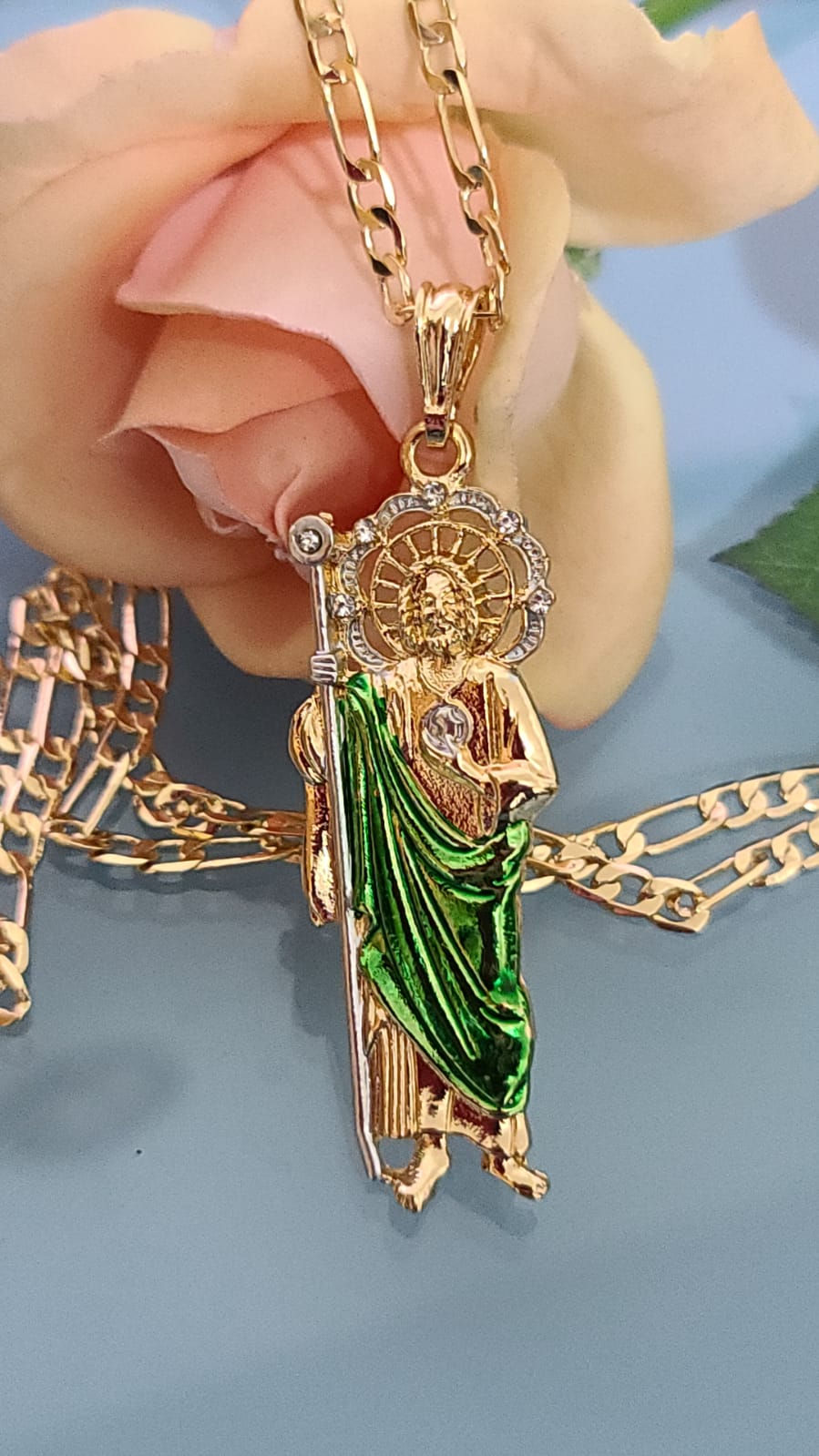 Miniatura: 14k Gold Plated St. Jude Necklace, Cadena de San Judas