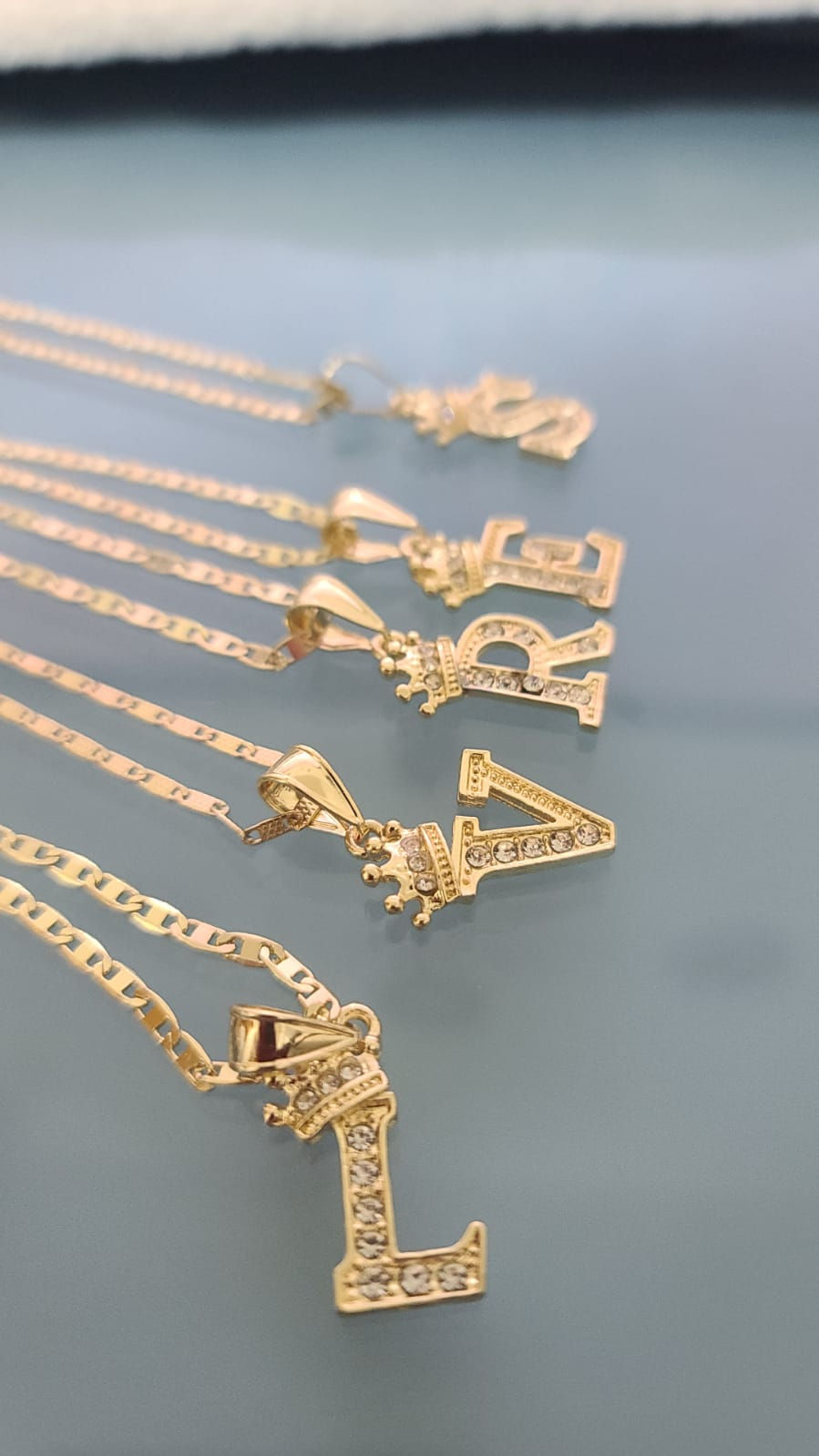 Miniatura: 14K Italian Gold Plated Letter Pendant & Necklace, Oro Laminado