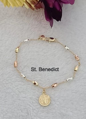 Miniatura: Tricolor 14k Gold Plated Guadalupe Virgin,Cross - Elephant - St Benedict Slave B