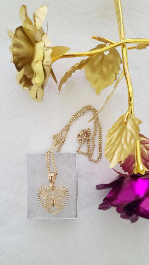 Miniatura: 14k Gold Plated Butterfly Necklace - Cadena en oro Laminado