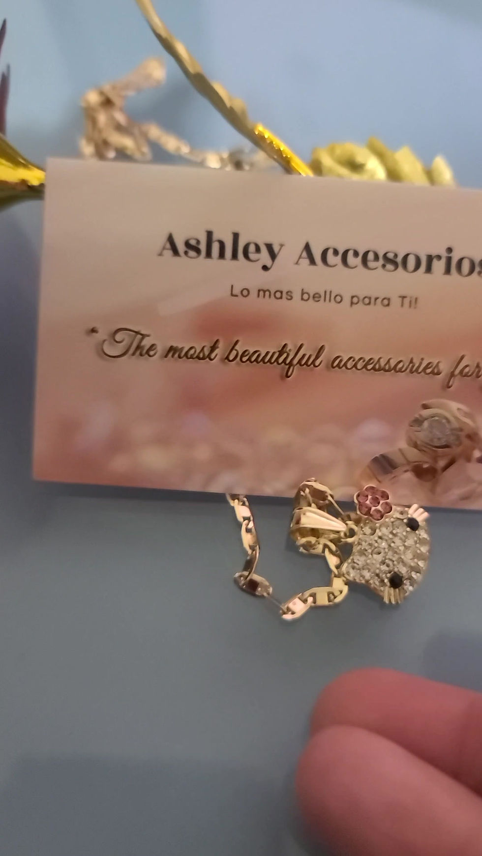 Miniatura: Cute 14K Gold Plated  "Hello Kitty" Necklace, Bella cadena Oro Laminado