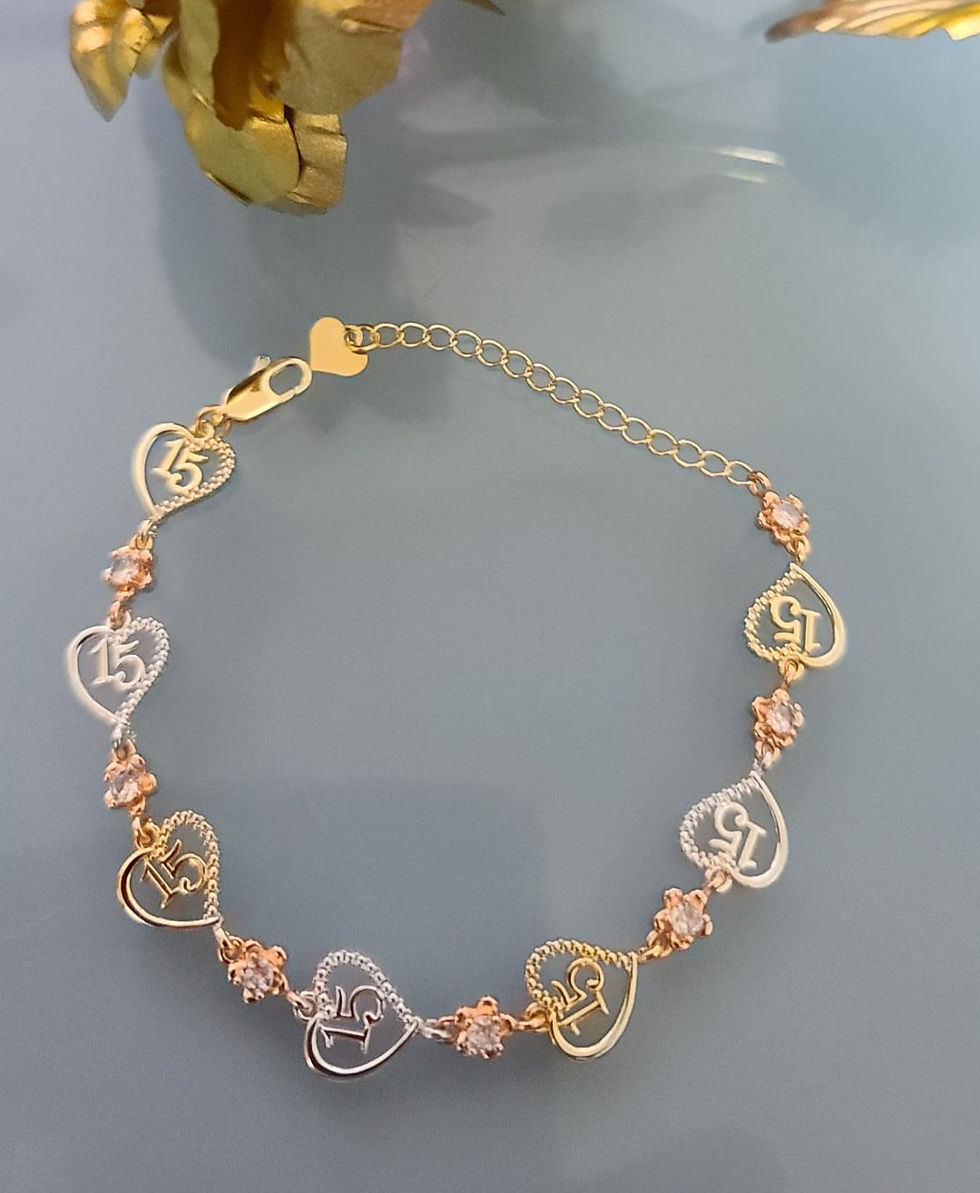 Miniatura: 14k Gold Plated MIS XV Bracelet -15 years old Birthday