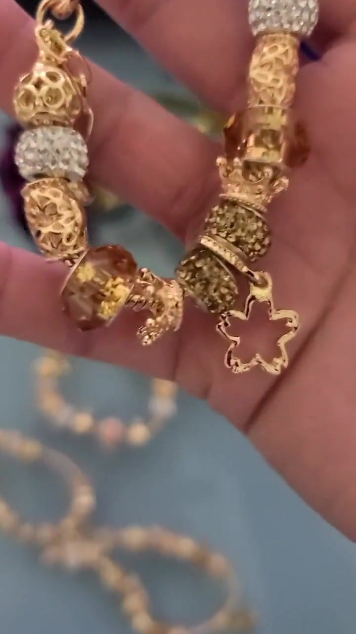 Miniatura: 18k Gold Plated Bracelet Crystal Heart Charm -Oro Laminado