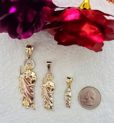 14 k Tricolor Gold Plated St Jude Necklace ~ Cadena de San Judas ...