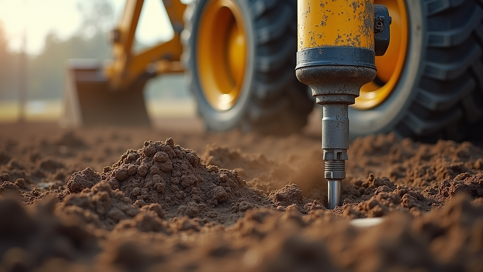 Close-up view of soil injection process for stabilising ground