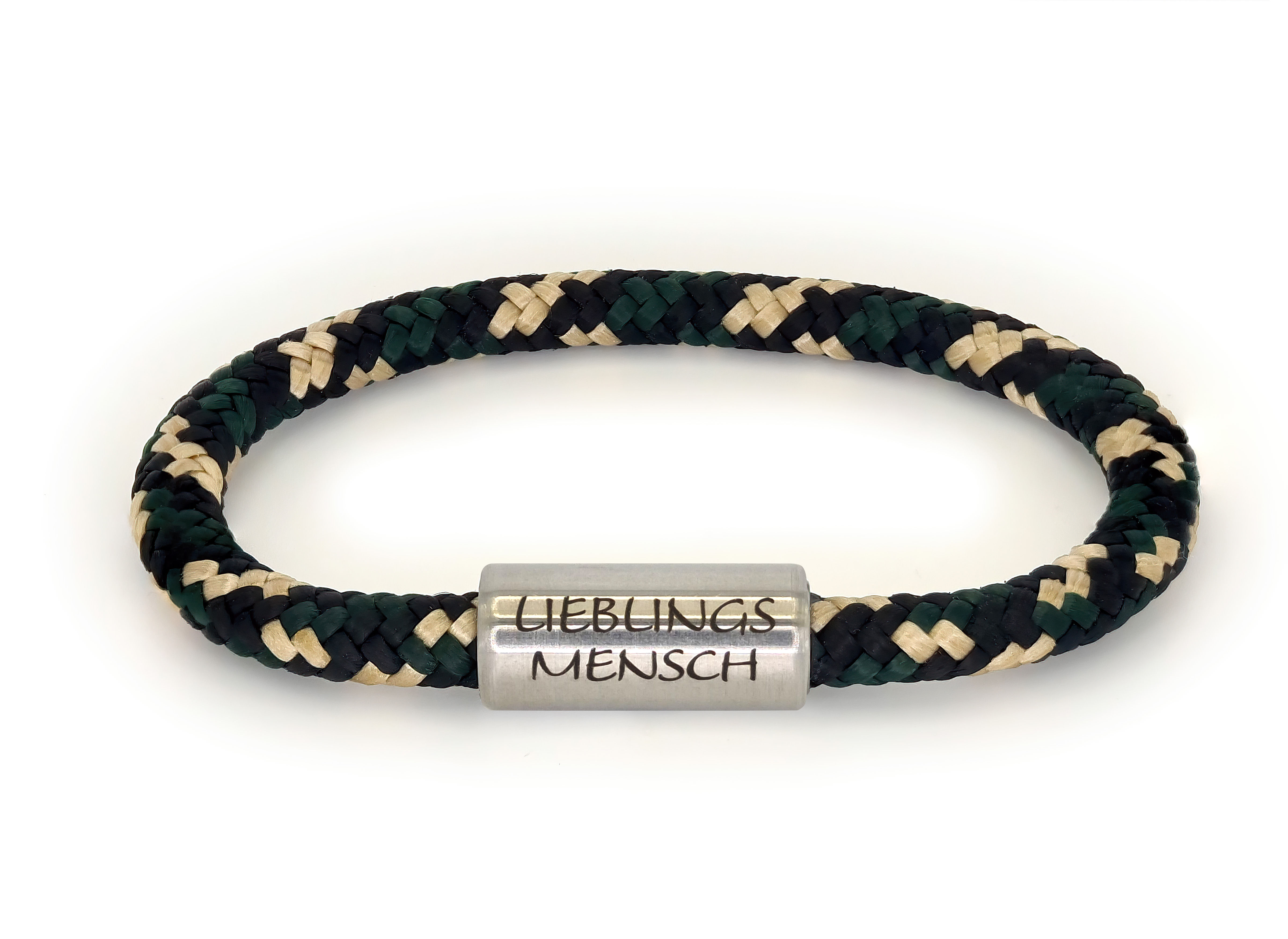 "Yamba" grün schwarz beige "Lieblingsmensch"