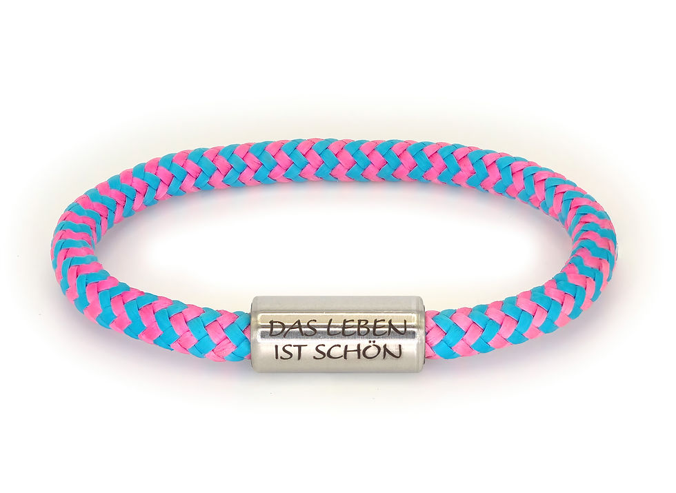 "Hay" rosa blau "Das Leben ist schön"