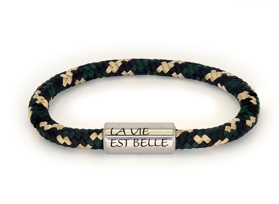 "Yamba" grün schwarz beige "La vie est belle"