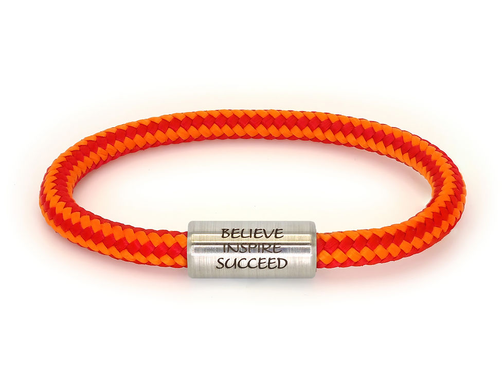 "Laramba" rot orange "Believe inspire succeed"