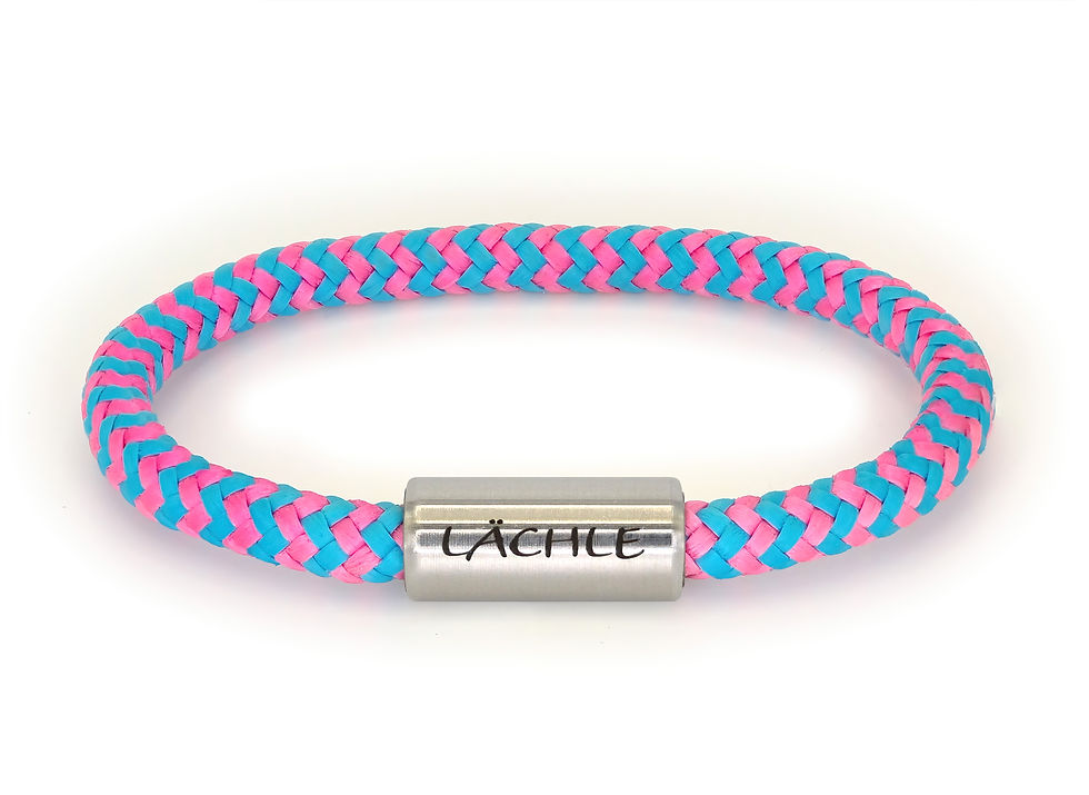 "Hay" rosa blau "Lächle"