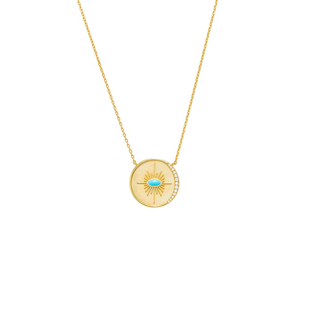Turquoise Evil Eye Medallion Necklace