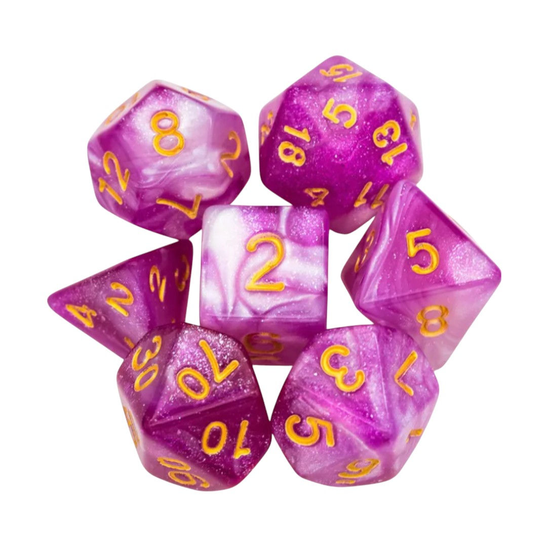 Magenta Platinum Acrylic Dice Set