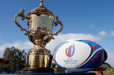 Rugby world cup 2023 trophy and logo