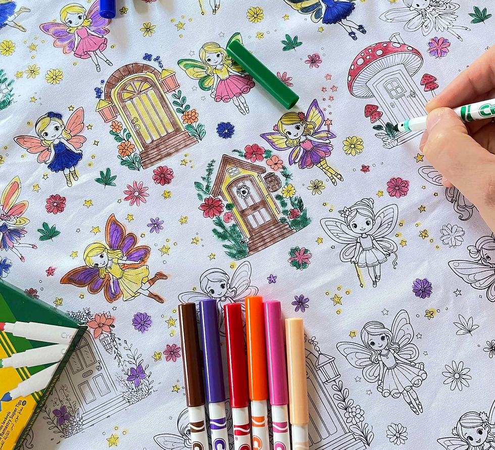 Thumbnail: Fairytale 'Colour Me' Placemat with 12 Washable Markers | Reversible