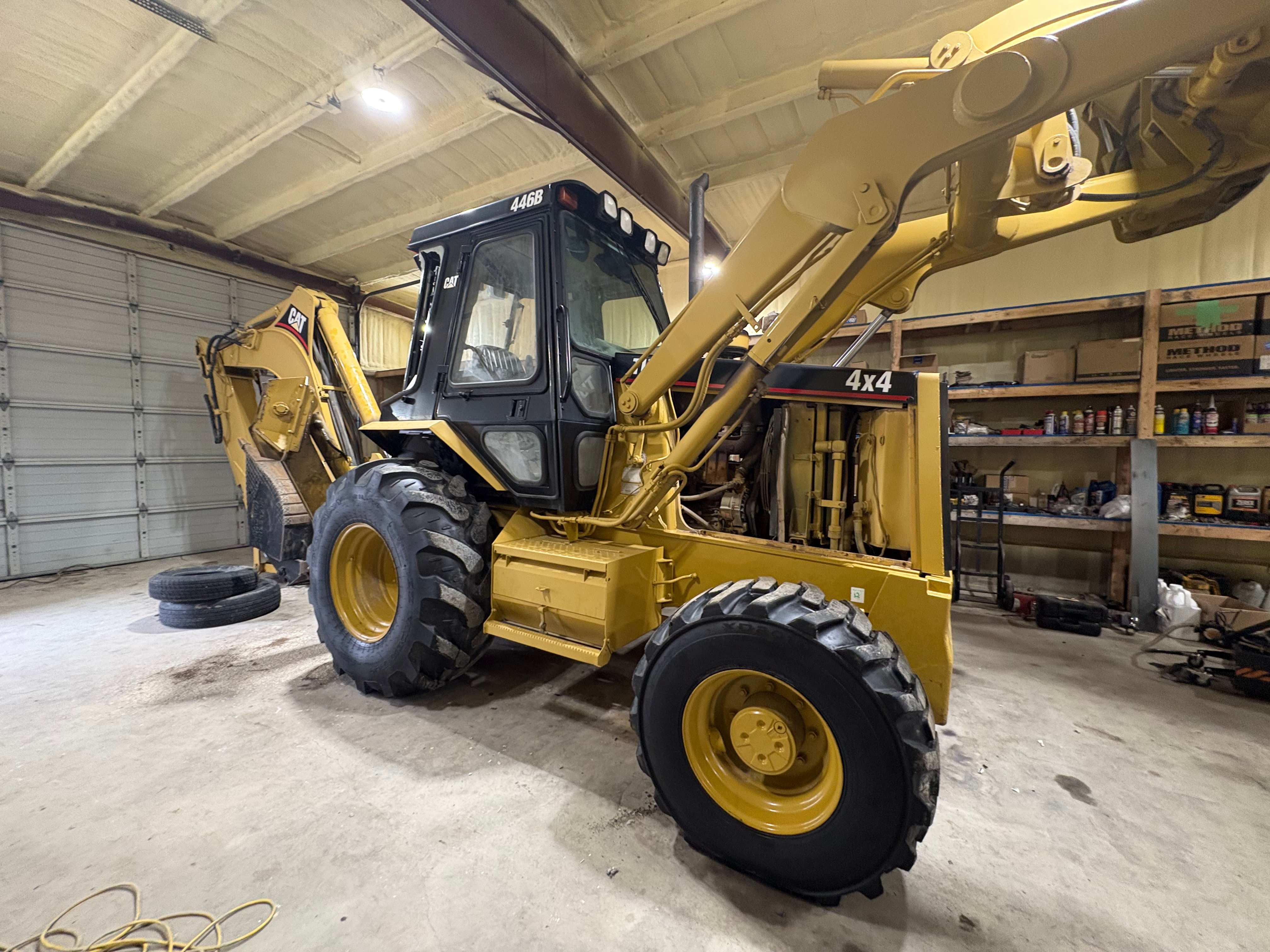2001 cat 446b backhoe 4x4 extension hoe