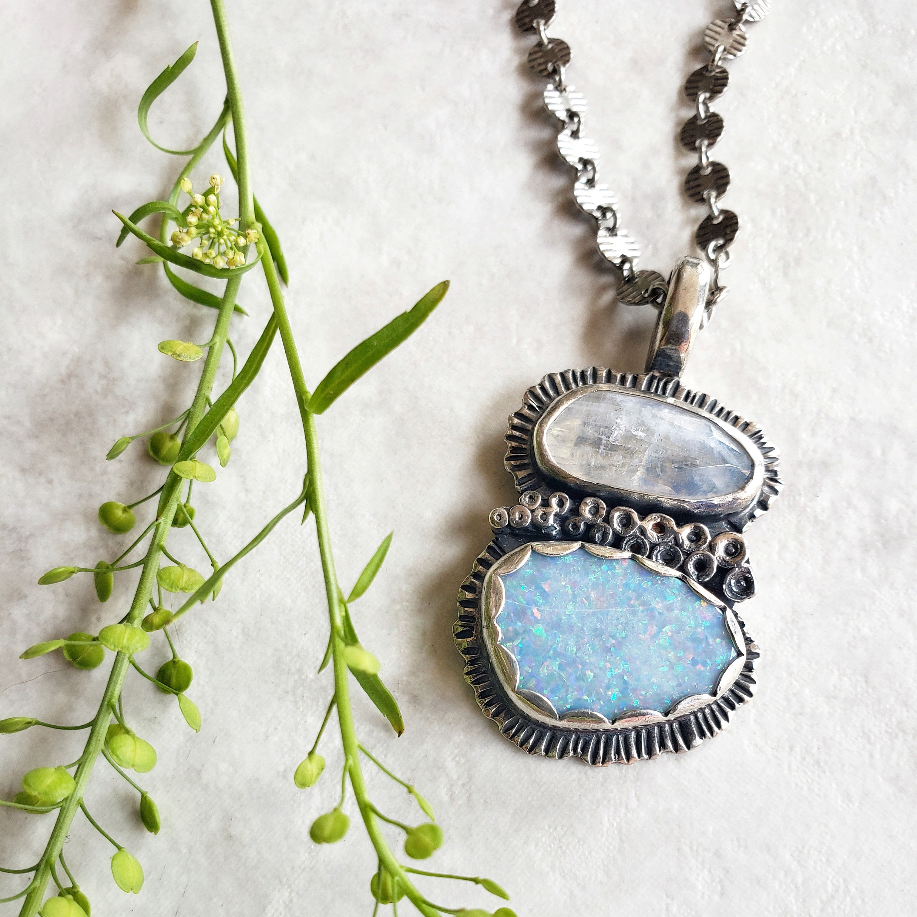 calypso necklace: opal/moonstone
