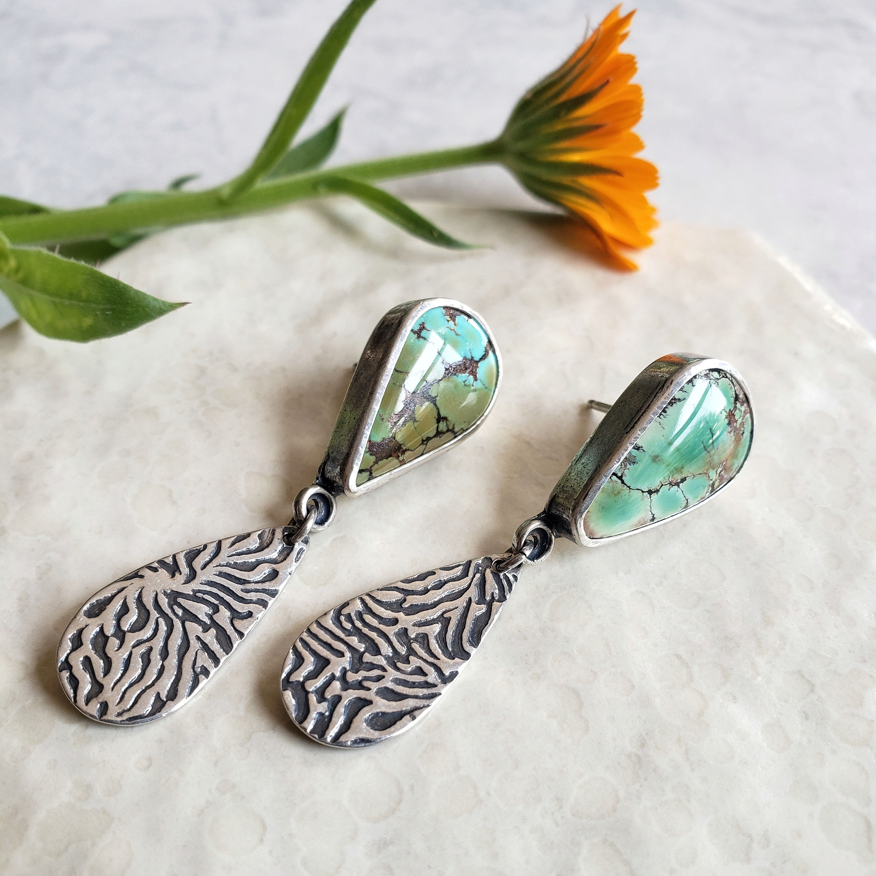 turquoise dragonfly stud: shadow green