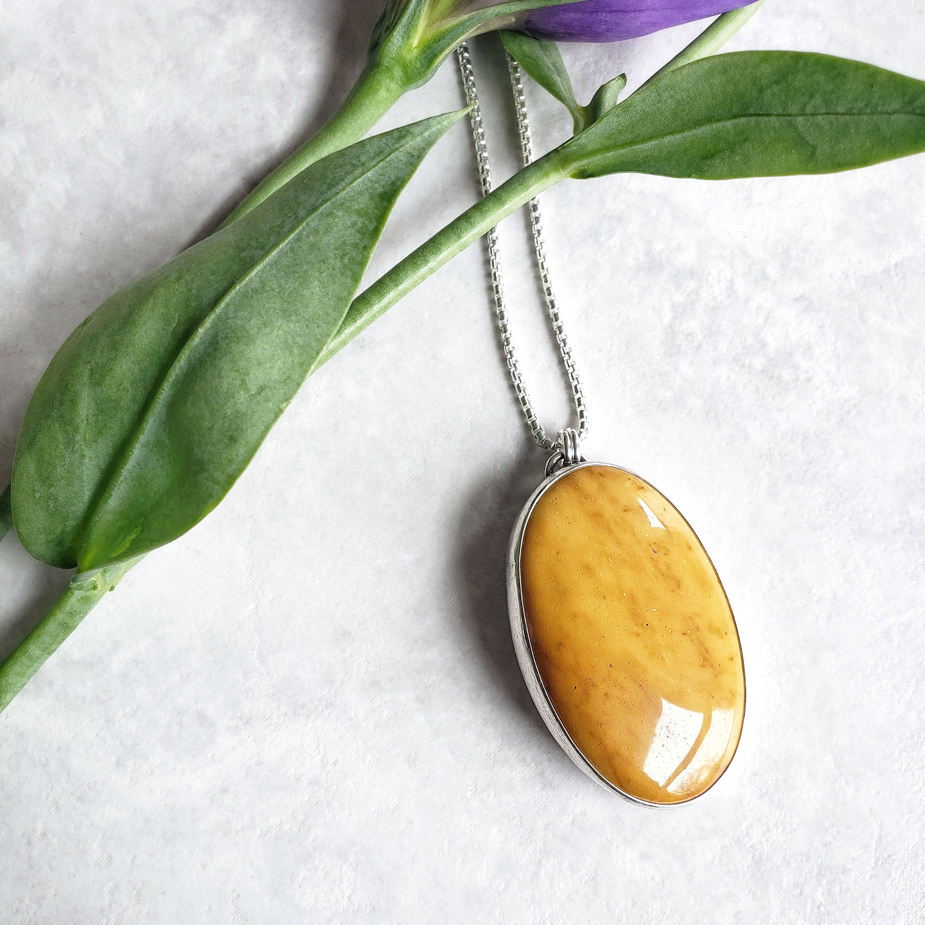 double-sided long pendant: mookaite/turquoise