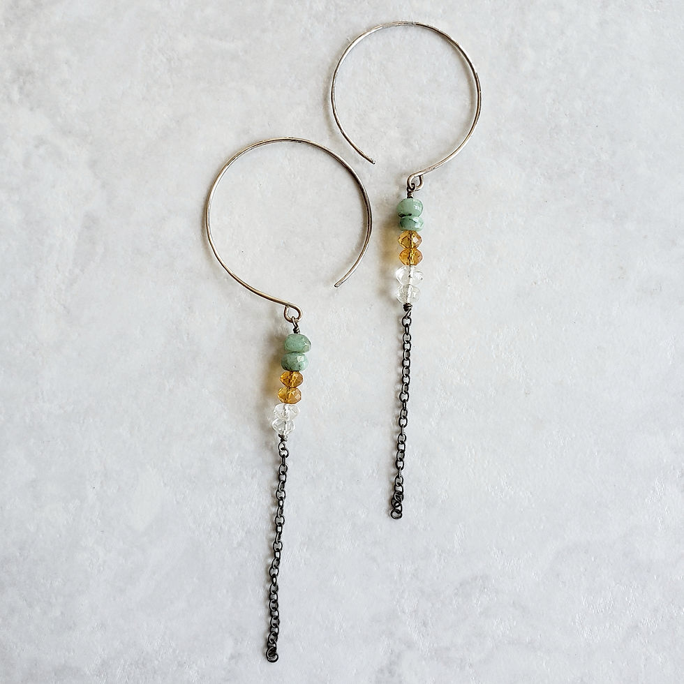 emerald/citrine/quartz chain hoops