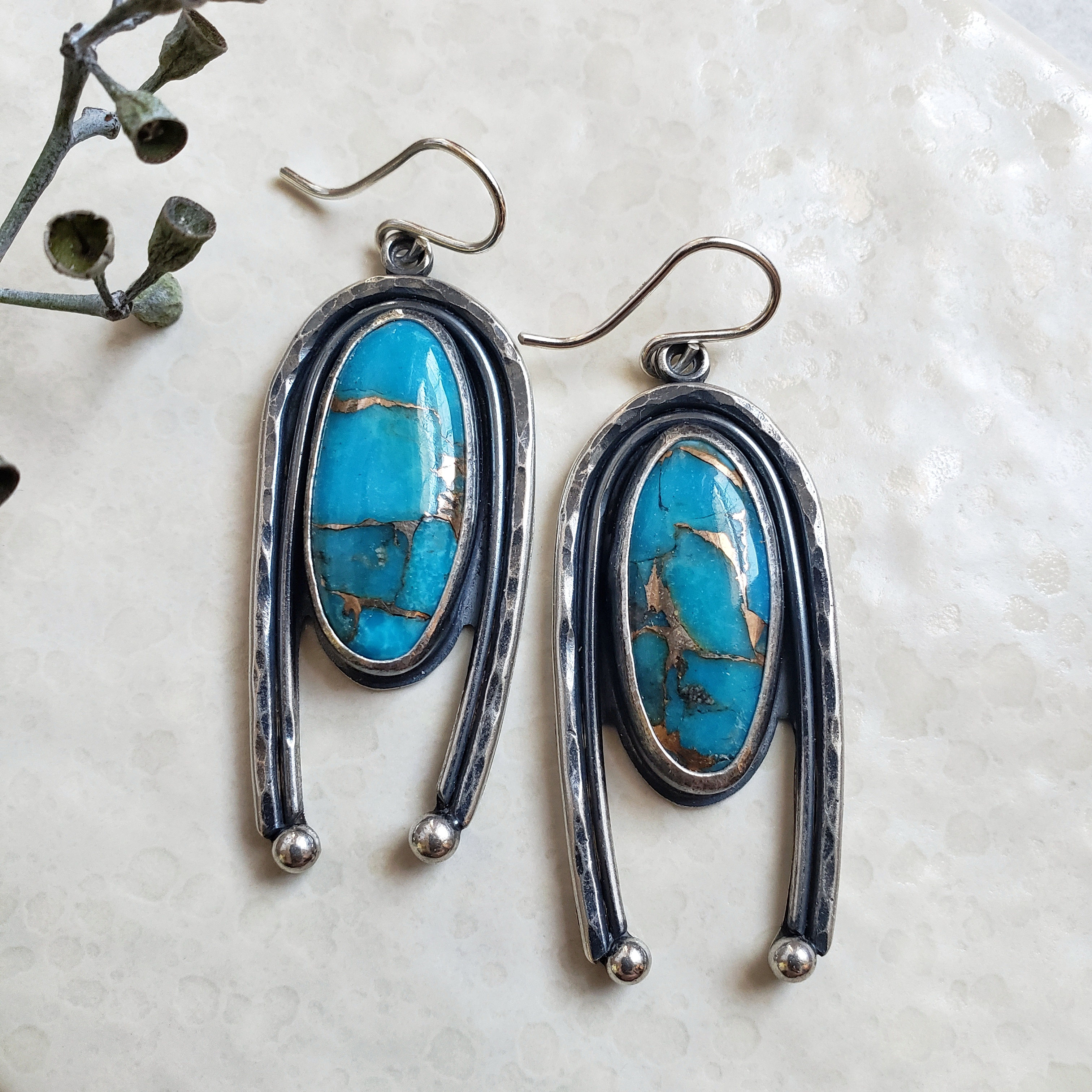 copper turquoise rainbow drips